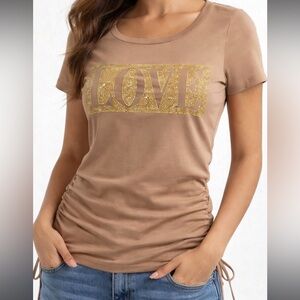 Tan Love Graphic Women's Top